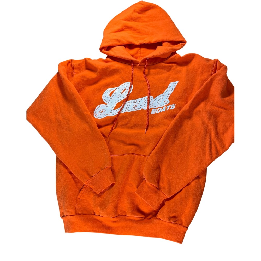Lund Boats Hoodie Orange Mens Medium Graphic Sweatshirt Vintage